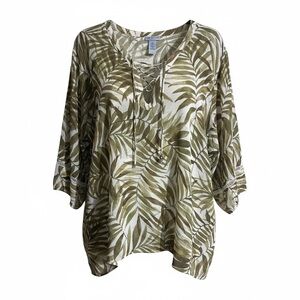 Catherines Sheer Tropical Leaf Blouse